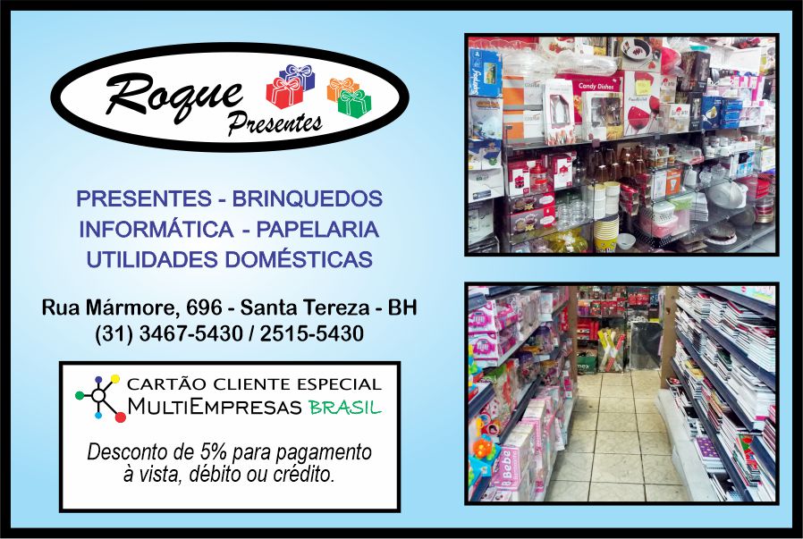 Roque Presentes. Cartão Cliente Especial Multiempresas Brasil.